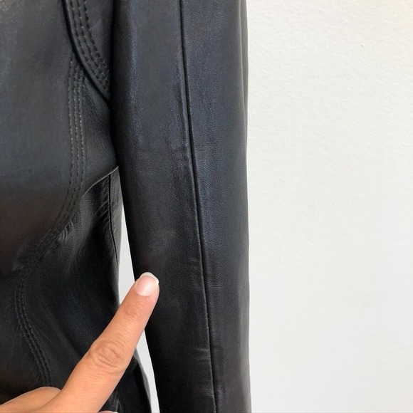 Laundry Shelli Segal Leather Motorcycle Jacket Womens Small Black Classic Edgy - Picture 6 of 16